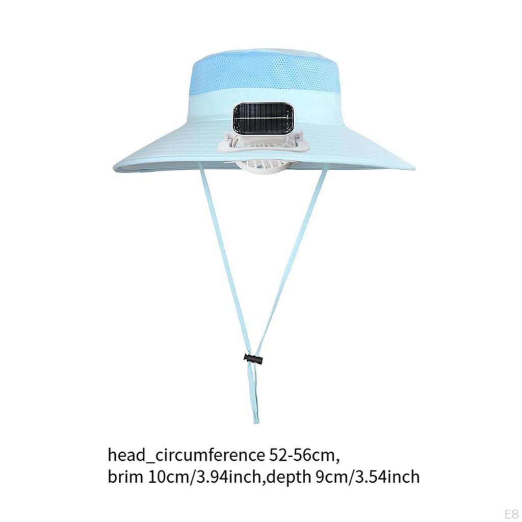 Children Outdoor Fan Hat Solar Powered Rechargeable Multipurpose Wide Brim for Farming Fishing