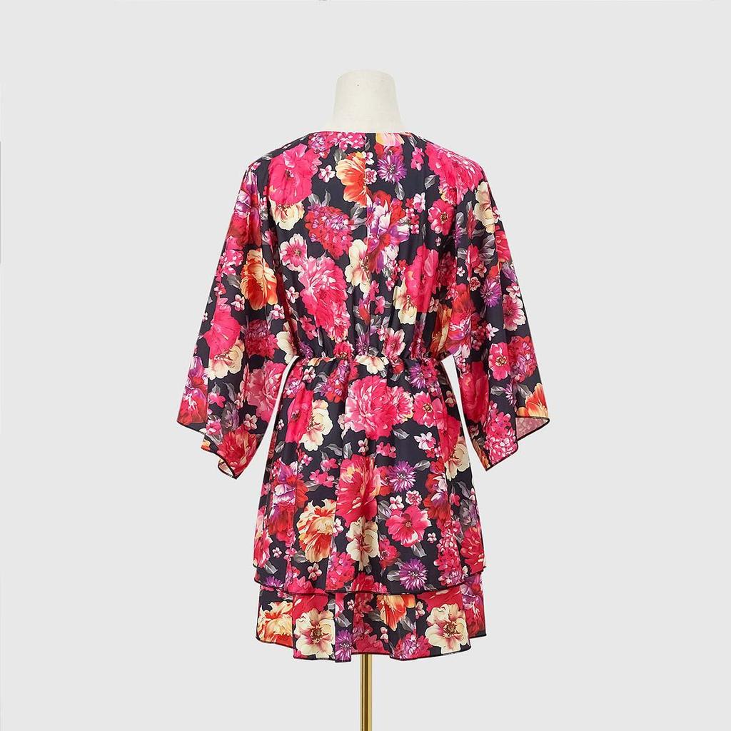 Летний бестселлер для европейских и американских женщин 2023 года: Платье с V-образным вырезом и рукавами три четверти с принтом