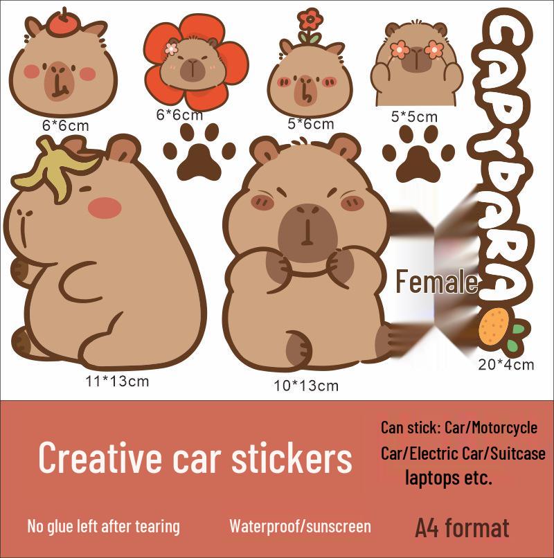 Capybara Electric Bike Waterproof Sticker: Little Cow Helmet & Center Box Deco
