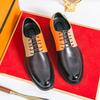 2025 New Men Two-Tone Derby Dress Shoes Formal Business Oxfords Lace-Up Leather Shoes Non-Slip Sole Classic Office Shoes for Men