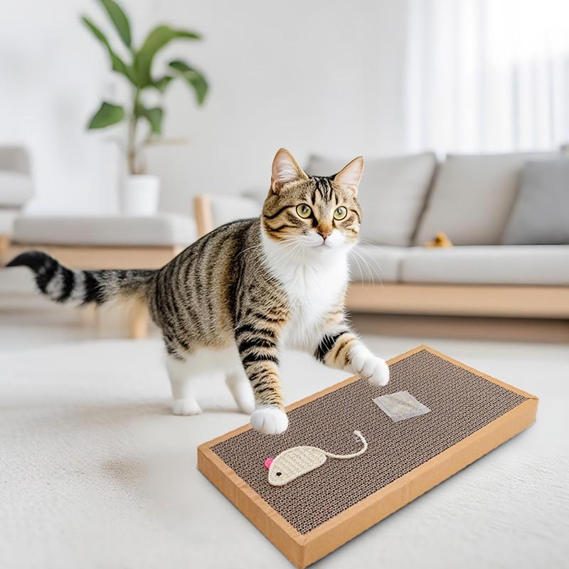 Corrugated Cardboard Scratching Board Cats With Sisal Surface Catnip Infused Toy - Indoor Pet Entertainment Claw