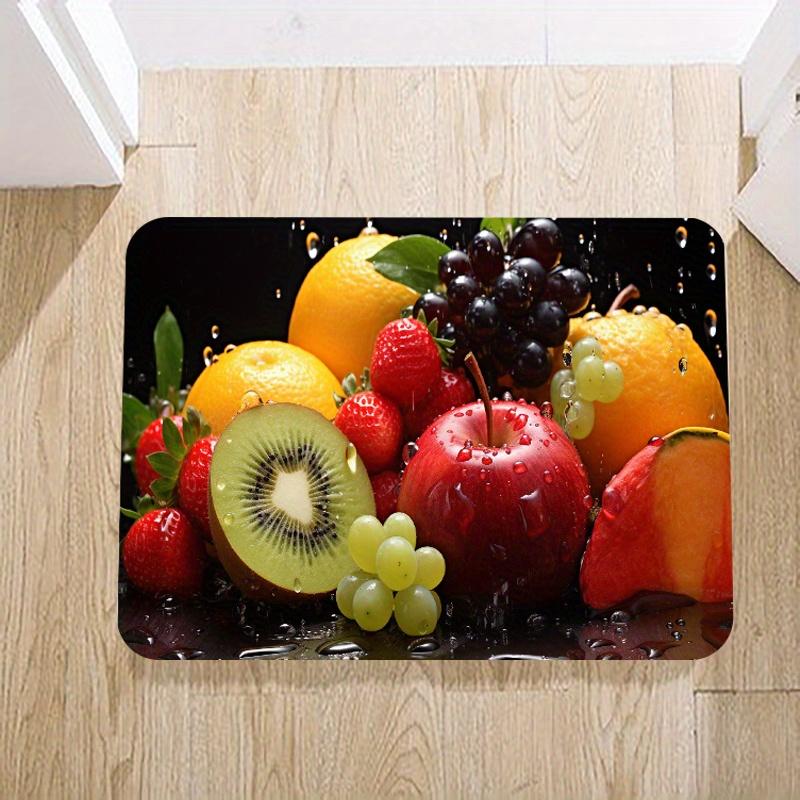 Luxury Flannel Fruit Kitchen Mat Soft Thickened Kitchen Floor Mat Waterproof Non-slip Oil-proof Floor Mat Runner Rug