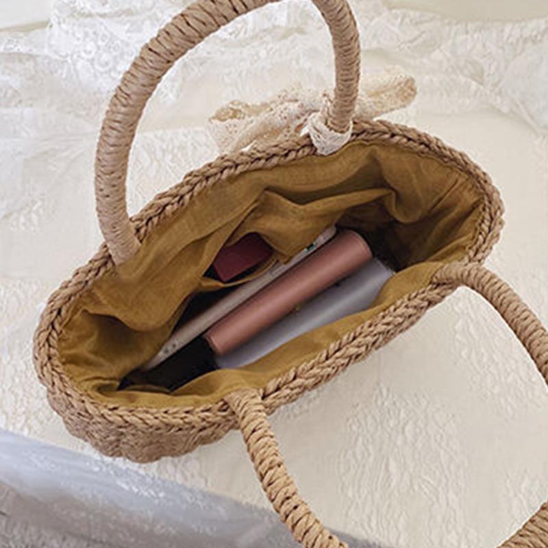 Женская соломенная сумка из ротанга, тканая соломенная сумка ручной работы, новые сумки через плечо с лентой