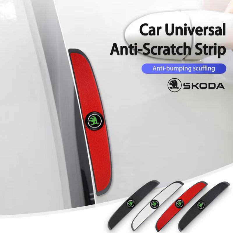 AGTQ2 4Pcs Rubber Anti Collision Strip Car Door Protector Stickers For Skoda Octavia Superb Rapid Kodiaq Karoq Fabia Kamiq Enyaq Scala