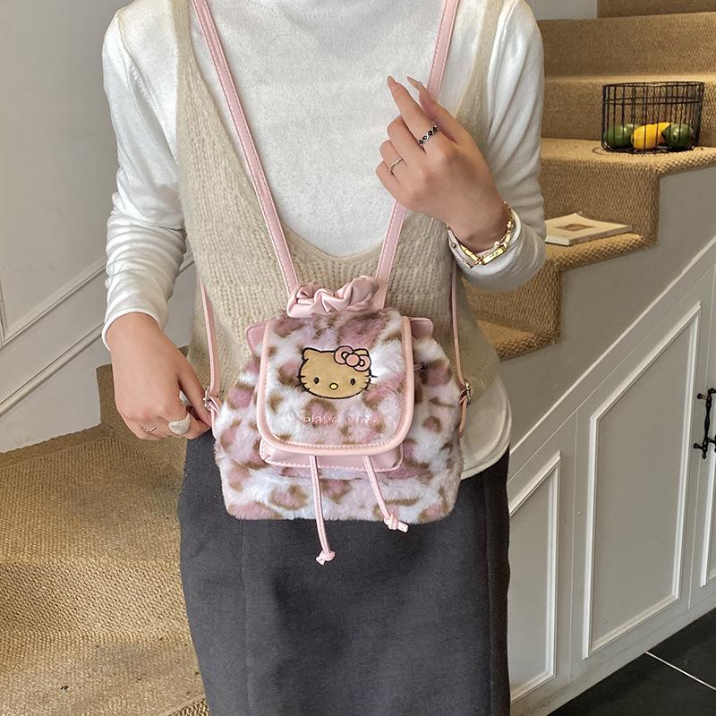 Fashion Leopard Print Boys And Girls Backpack Cute Kitten Kindergarten Baby Schoolbag Autumn And Winter Children'S Backpack Tide