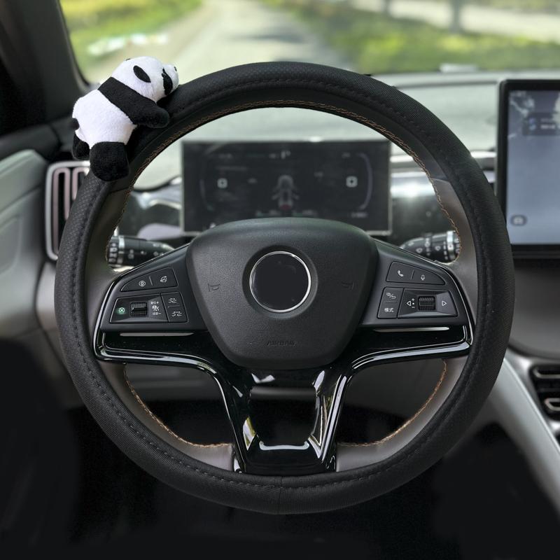 Милая мультяшная кукла панда из ледяного шелка, аксессуары для салона автомобиля, подголовник сиденья, подушка для шеи, универсальная крышка ремня безопасности автомобиля