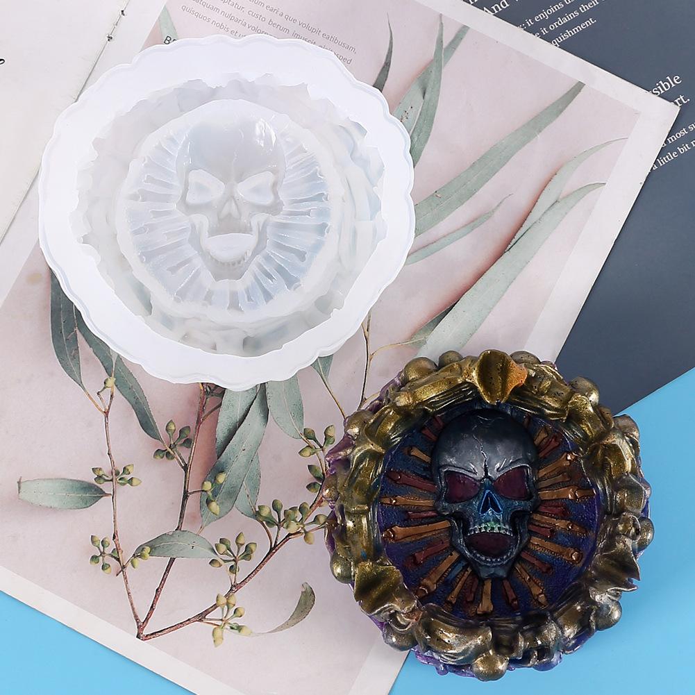 Сделай сам Кристальная эпоксидная форма для пепельницы Новая форма для пепельницы в виде черепа Высокозеркальная форма из силиконовой смолы ручной работы