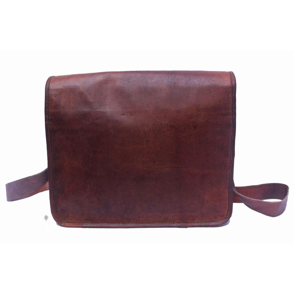 Vintage Leather Messenger Bag for Men and Women Shoulder Brown Laptop Briefcase