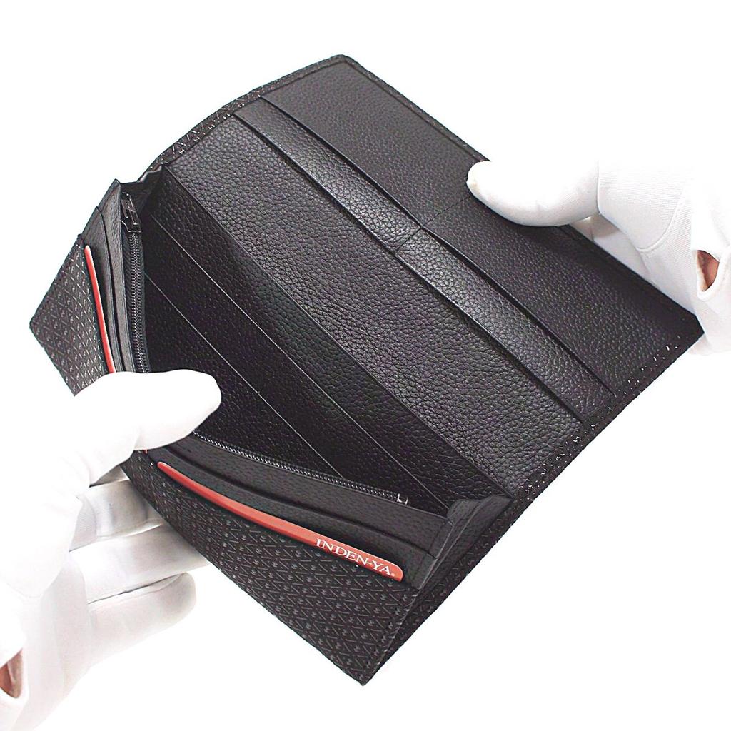 Длинный набор Inden с монетами на черном фоне x узором из черной тыквы [Indenya] кошелек, M, кошелек, оленья кожа, лак, 2109-01-007