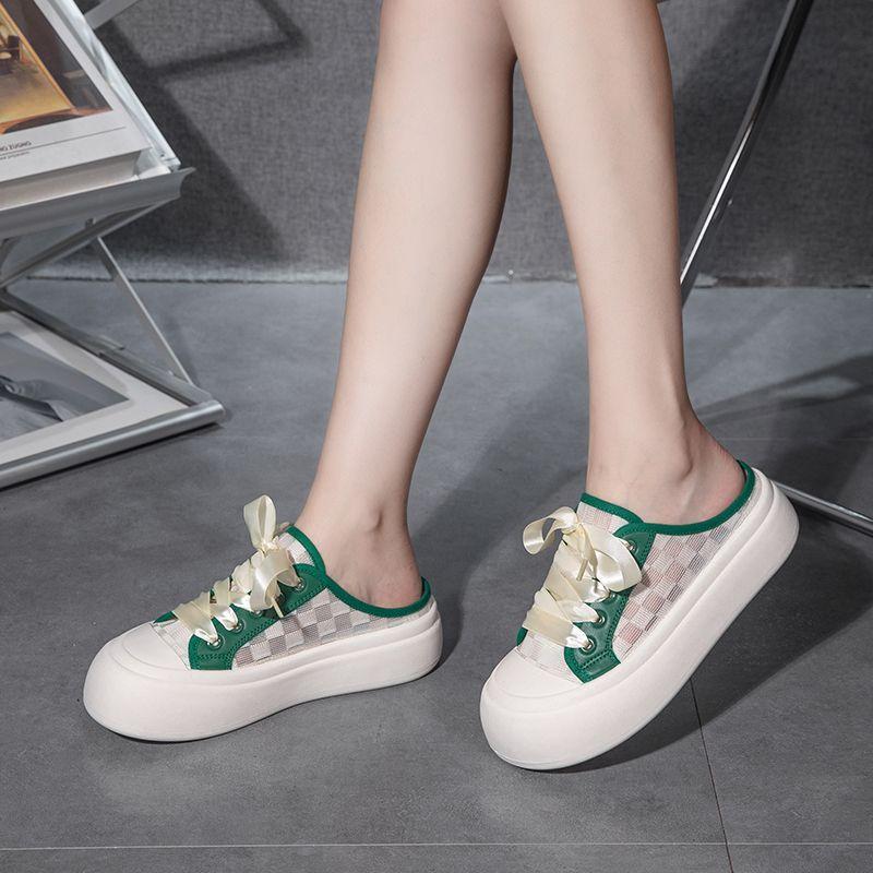 Модная Высокая Платформа Холщовые Слайды Круглый Носок Женские Мюли Тапочки и Женские Сандалии Уличная Обувь Дизайнерская Роскошная Удобная Элегантная Обувь