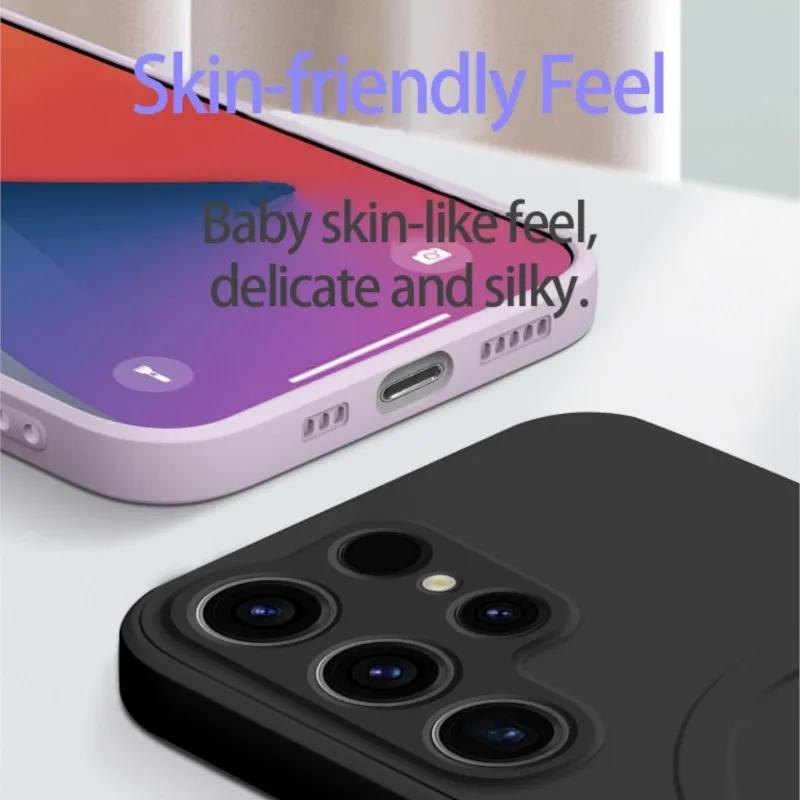Original Liquid Silicone Magnetic Wireless Charge Case For Samsung Galaxy S24 S23 S22 S21 Ultra Plus FE Magsafe Shockproof Cover