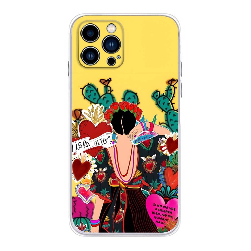 Модный Чехол для Телефона F-FridaS-S K-Kahlo Для iPhone 17,16,15,14,13,12,11 Plus,Pro,Max,XR,Plus,E,Mini Прозрачный Мягкий Чехол