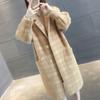 Tweed Long Plaid Jacket Loose Knit Blazer Collar Coat Fall and Winter Women's Clothing
