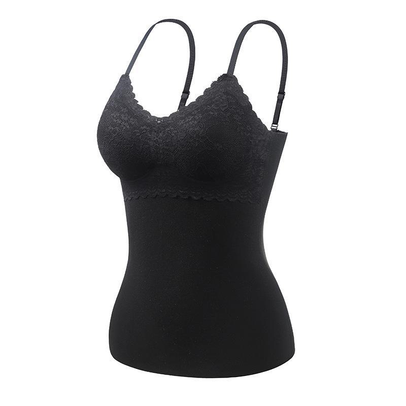 Женский двухсторонний бархатный жилет-комбинезон с нагрудными накладками, подкладкой из шелкового кашемира и бесшовным кружевным термобельем