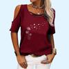 Women Fashion Round Neck Short Sleeve Top Ladies Summer Casual Off Shoulder Floral Printed T-shirt