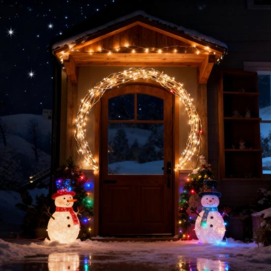 2026 Рождественская елка Водопад Огни 8 Режимов Каскадные Светодиодные Гирлянды с Таймером