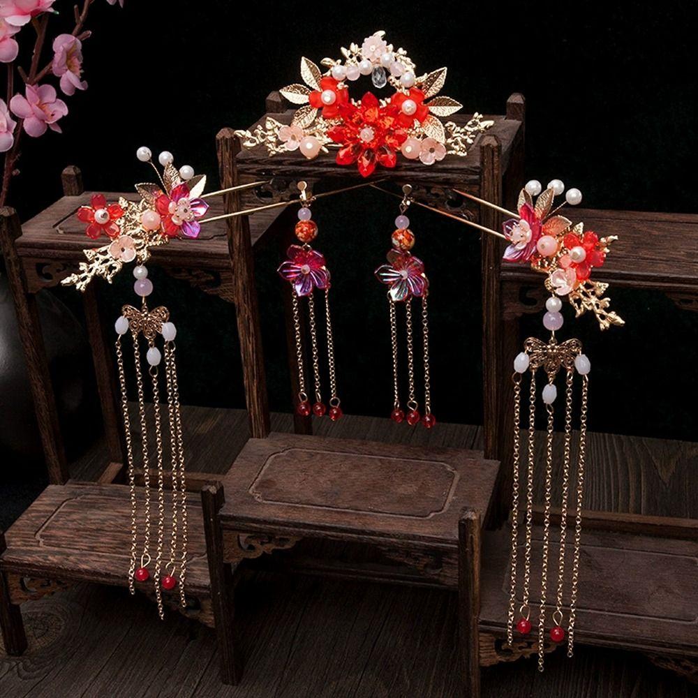 Цветочный Свадебный Головной Убор Цинк Цинковый Сплав Серьги Заколка Набор Ювелирные Изделия Свадебные Палочки для Волос Реквизит для Фото