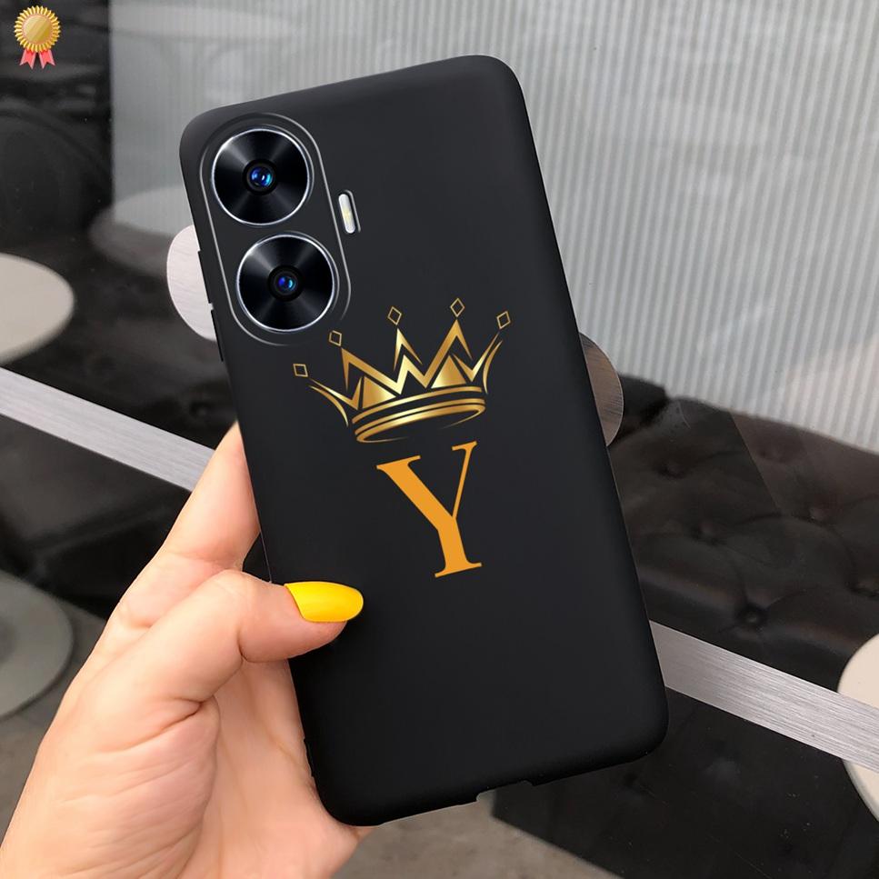 Для Realme C55 C 55 6.72'' Чехол Нежные Милые Буквы 3D Корона Цветы Матовый Ударопрочный Мягкий ТПУ Силиконовый Чехол для Телефона Задняя Крышка