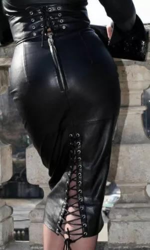 Юбка-карандаш Натуральная Уникальная Женская Дизайнерская Ниже колена Кожа ягненка