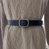Girl Color Solid Fashionable Pure Leather Belt D Shaped Buckle Daily Use Casual