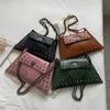 Fashion Solid Color Rivet Shoulder Bag