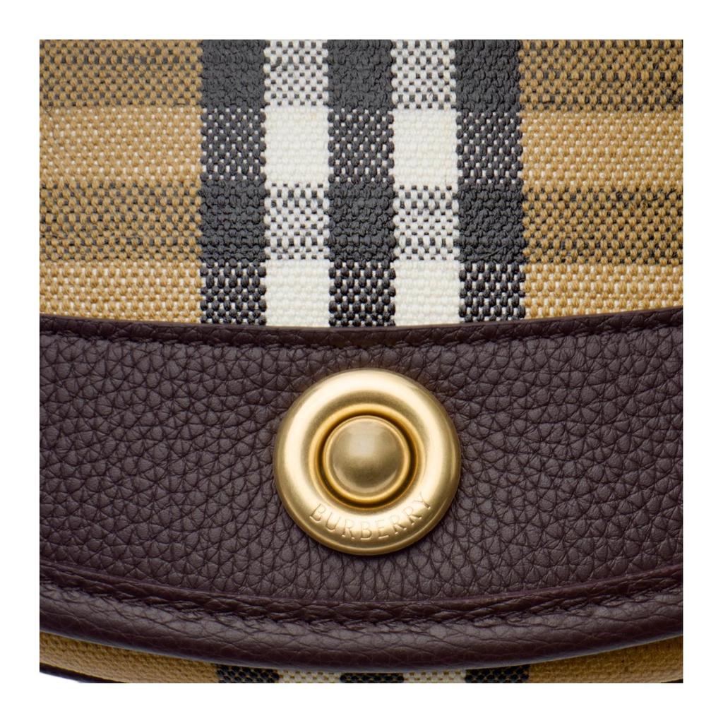 Burberry Highlands Check Jacquard Woven Saddle Bag Women Shoulder Bag Beige 81121601