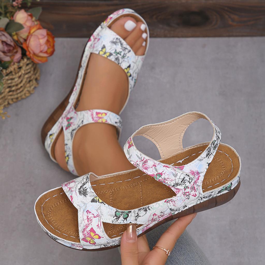 Модные женские ортопедические сандалии на танкетке с ремешком на щиколотке, пляжные сандалии, удобные сандалии на плоской подошве с открытым носком, женская плоская обувь для ходьбы