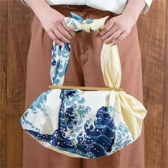 Furoshiki 70cm two widths bento lunch cloth ukiyo-e Kanagawa Oki Nami Ura stylish Japanese pattern four-sided sewing wrapping gift box packaging bag