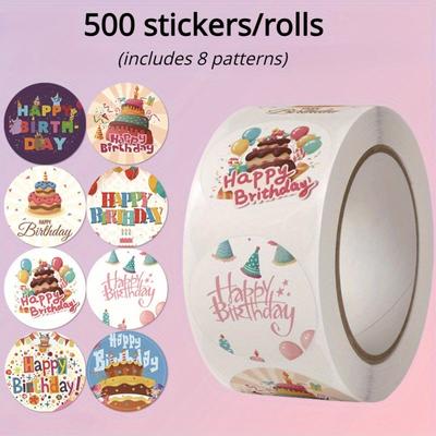 500 наклеек/рулон наклеек на день рождения, конверт, подарочная упаковка, бумажные пачки, наклейки для коробок, запечатывающие украшения, 8 различных видов запечатывающих наклеек