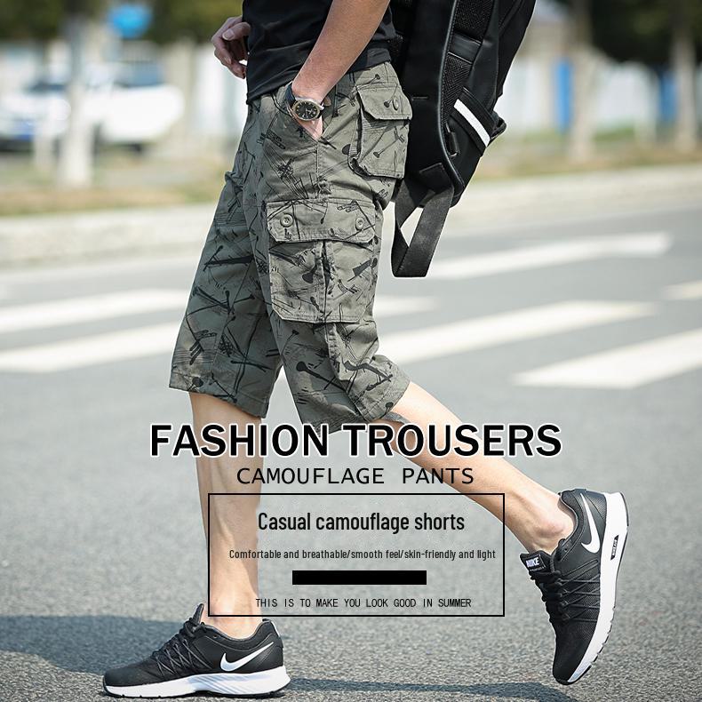 Мужские летние повседневные свободные камуфляжные рабочие шорты с несколькими карманами