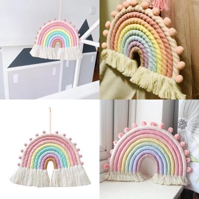 Макраме Радуга Настенный Декор 8 Нитей Гобелены DIY Веревочные Украшения с Кисточками для Детской Комнаты Домашние Украшения X3UC