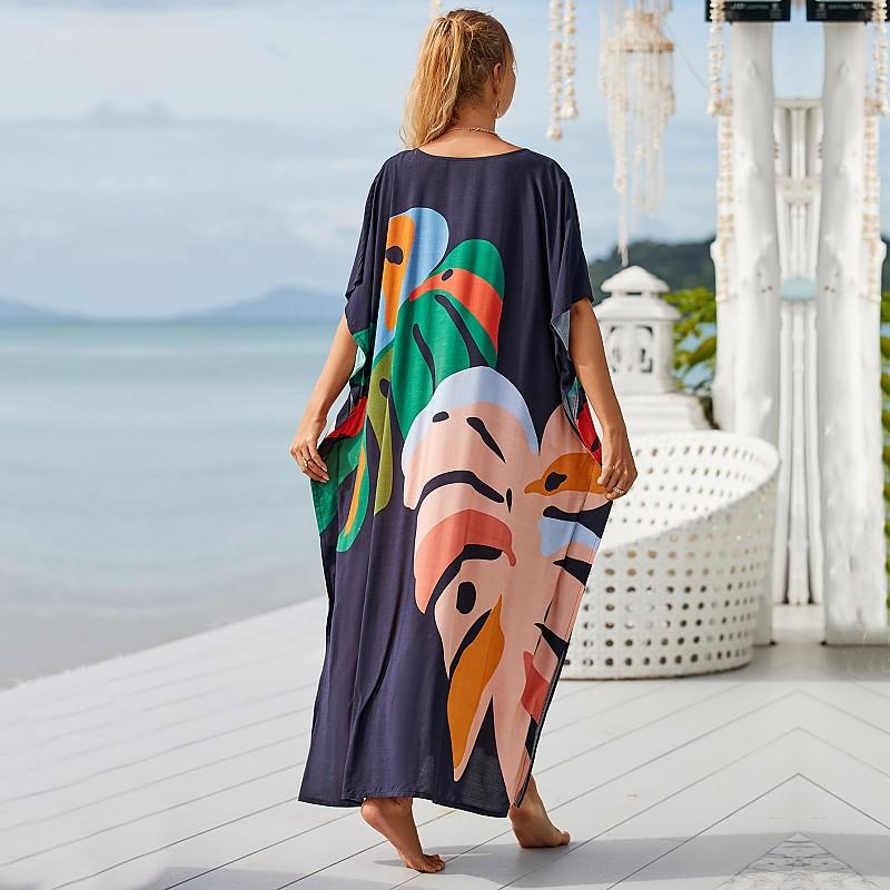 EDOLYNSA Long Beach Dress Cover-Ups for Women Pareo De Plage Swimsuit Cover Up Beach Sarongs Swimwear Kaftan Beachwear Q1476