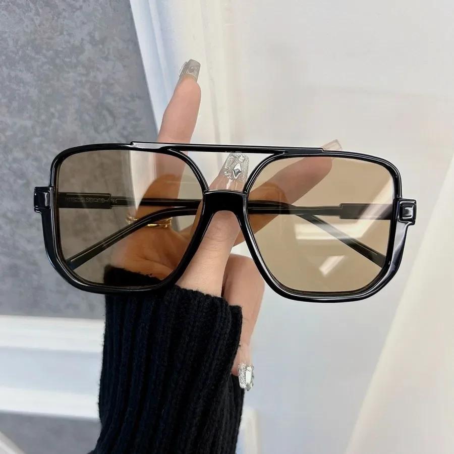 Дизайнерские прямоугольные солнцезащитные очки Женские Мужские Модные Брендовые Квадратные Солнцезащитные очки Женские Мужские Большая Рама Зеркальные Классические