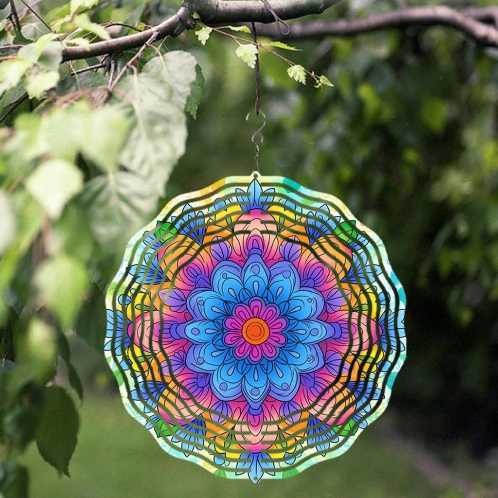 3D Мандала Цветок Колокольчик Ветра Яркий Металлический Подвесной Декор для Внутреннего Наружного Окна Сада Патио Балкона Всесезонный Подарок