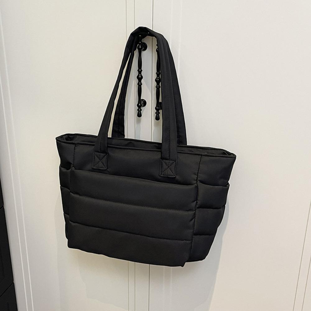 Корейский стиль Пуховая хлопковая наплечная сумка Однотонная нейлоновая сумка-тоут Хлопковая стеганая сумка Леди