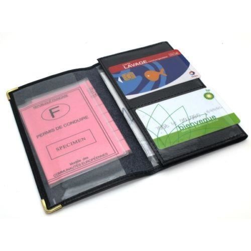 Чехол для бумаг - кожа - коричневый - 2 отделения для карт - размеры 15,5x9 см - унисекс