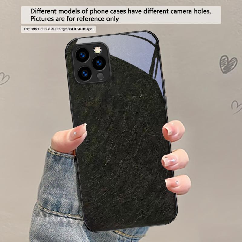 Текстура текстуры коры Для iPhone 17 Air 16 E 15 Plus 14 Pro Max 13 12 mini 11 5 6 7 8 Plus XR XS Max SE Черный стеклянный чехол для телефона