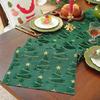 Green Christmas Tree Table Runner 13x72 In Soft Plush Faux Fur Jacquard Table Runner for Holiday Kitchen Dining Table Decor