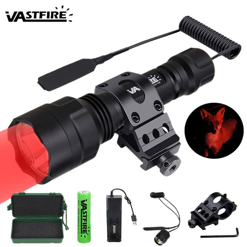 Светодиодный фонарик для охоты, зеленый/красный/белый свет, профессиональный тактический ночной разведывательный фонарь, набор для рыбалки, USB-фонарь для подзарядки