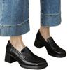 Thick Square with 6 Cm Single Shoe Women's Vintage French Sheepskin Loafers Vintage High-heeled Small Leather Shoes