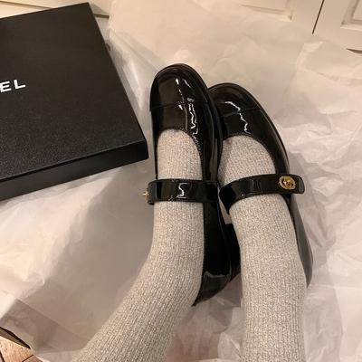 Версия из высококачественной коровьей кожи~ туфли Мэри Джейн на плоском ходу с толстым каблуком и ремешком с одной пряжкой, женские туфли