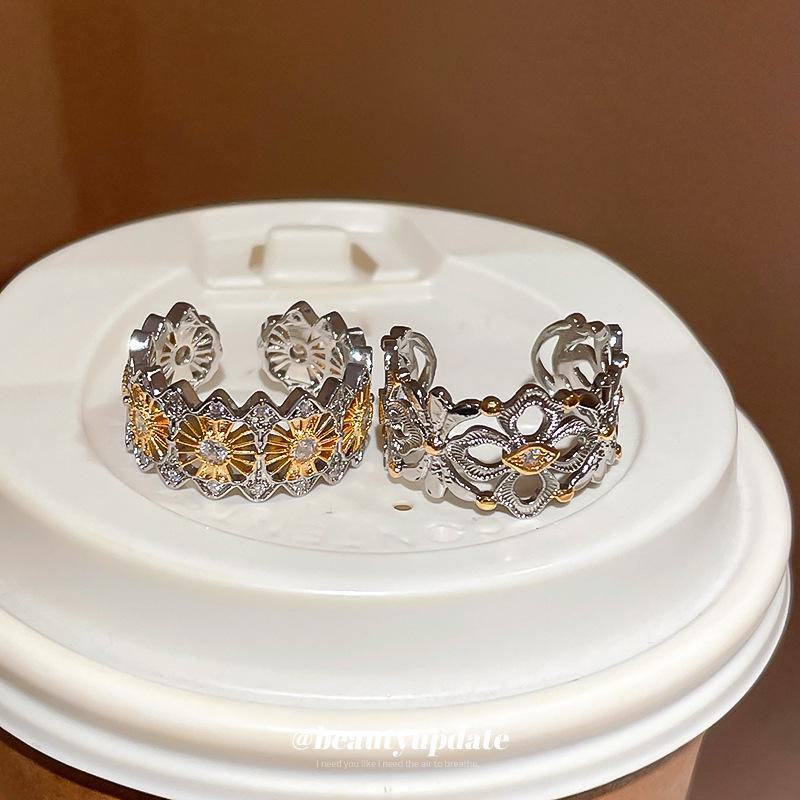 Настоящее золотое гальваническое полосатое контрастное открытое кольцо - модные роскошные украшения для женщин