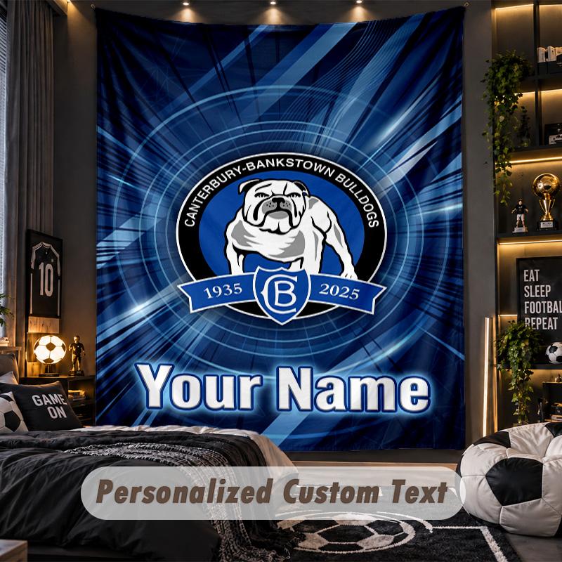 TapestryCanterbury-Bankstown Bulldogs Custom Name Text Personalized Wall Hanging Tapestry Home Wall Decor