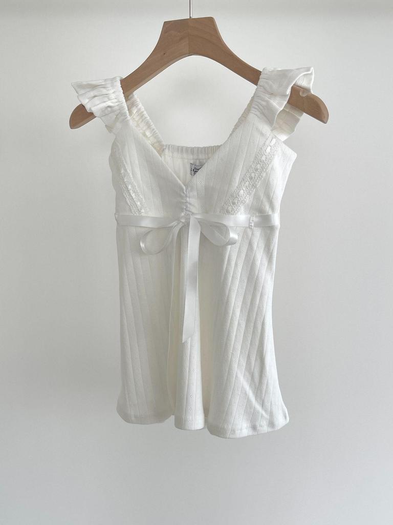 Ангельский номер 555 Сладкий и пикантный топ с V-образным вырезом, кружевной лентой, рукавами-крылышками и шарфом