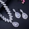 CMM 2PCS Engagement Water Drop Cubic Zirconia Pendant Necklace Set Earrings