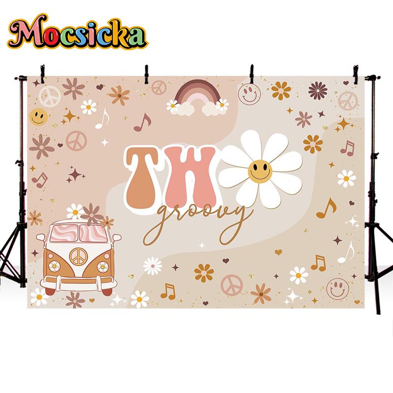 Mocsicka Baby Shower Birthday Backdrop Photography Little Daisy Flower Party Decorations Adult Children Photo Backgrounds Banner