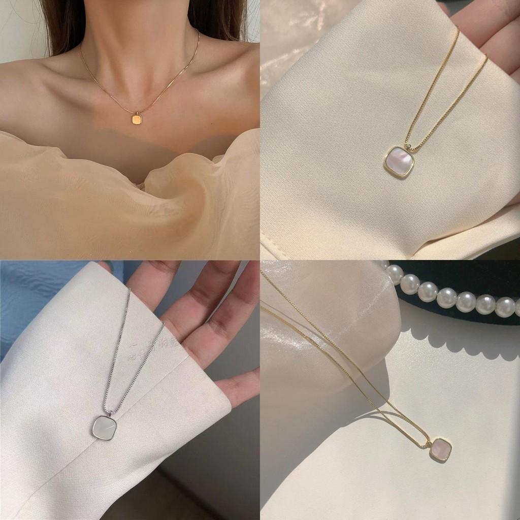 New Square Oil Dropper Necklace Minimalist And Trendy Design White Color Fashionable Pendant For Women