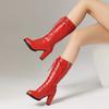 Women's High-heeled Boots Autumn and Winter New Waterproof Table Thick-heeled Large-size Medium Boots