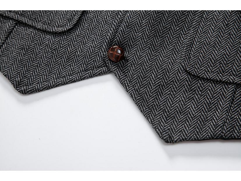 Мужской твидовый жилет с цепочкой в стиле ретро с узором «елочка» M104