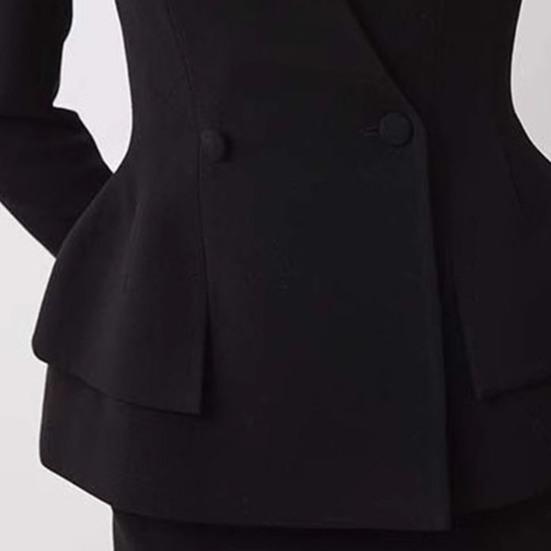 2 шт./комплект женский пальто юбка костюм квадратный вырез двубортный однотонный топ с длинным рукавом облегающая юбка выпускной деловой офисный наряд